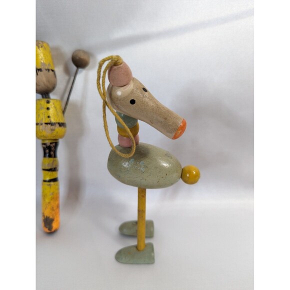 Lot of 2 Vintage Wooden Clacker and Crib Hanging toys. 6.5 inches. - Picture 2 of 6